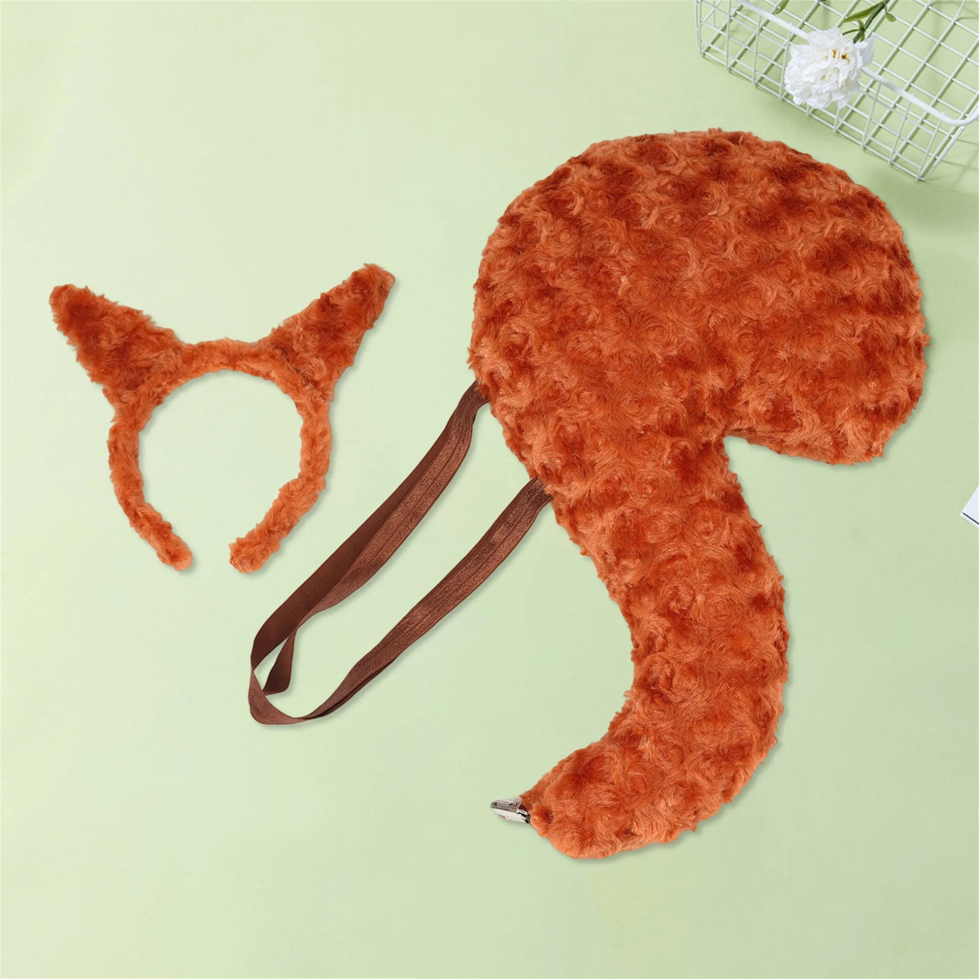Accessoires de Costume de renard d'halloween, 2 pièces, bandeau en peluche, Kit de queue, accessoires de jeu de rôle festifs pour fête, Cosplay et déguisement