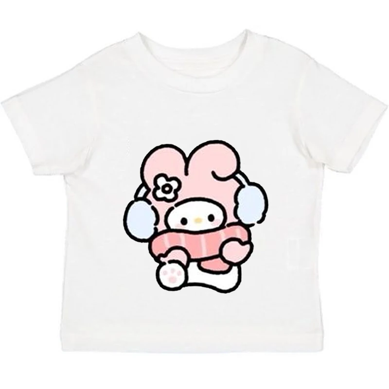 Korean Version Shoulder Short Sleeved Ins Summer New Sanrio My Melody Top Slim Fit  Versatile Cartoon Cute T-shirt Women