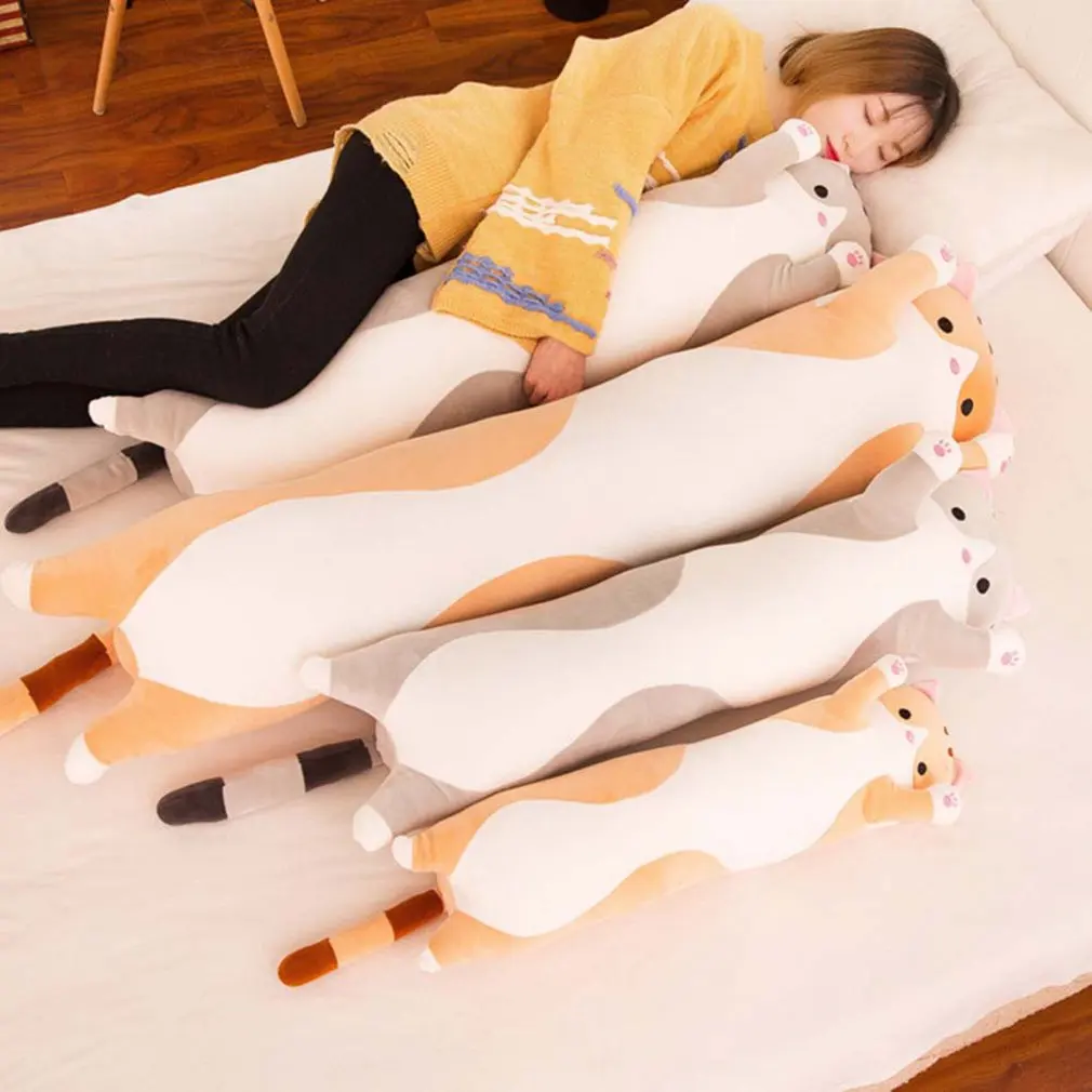 Simpatici giocattoli di peluche peluche bambola di gatto morbido cuscino di gattino farcito cuscini al ginocchio per bambini dormire giocattoli di peluche lunghi regalo per bambini fidanzata