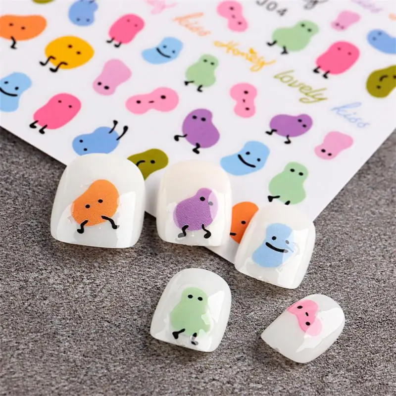 Autocollants pour Ongles de Chats de Dessin Animé, Design d'Animaux, Curseurs de Manucure Française pour N64.Neon, Couverture Complète, Accessoires Kawaii, GLYB013