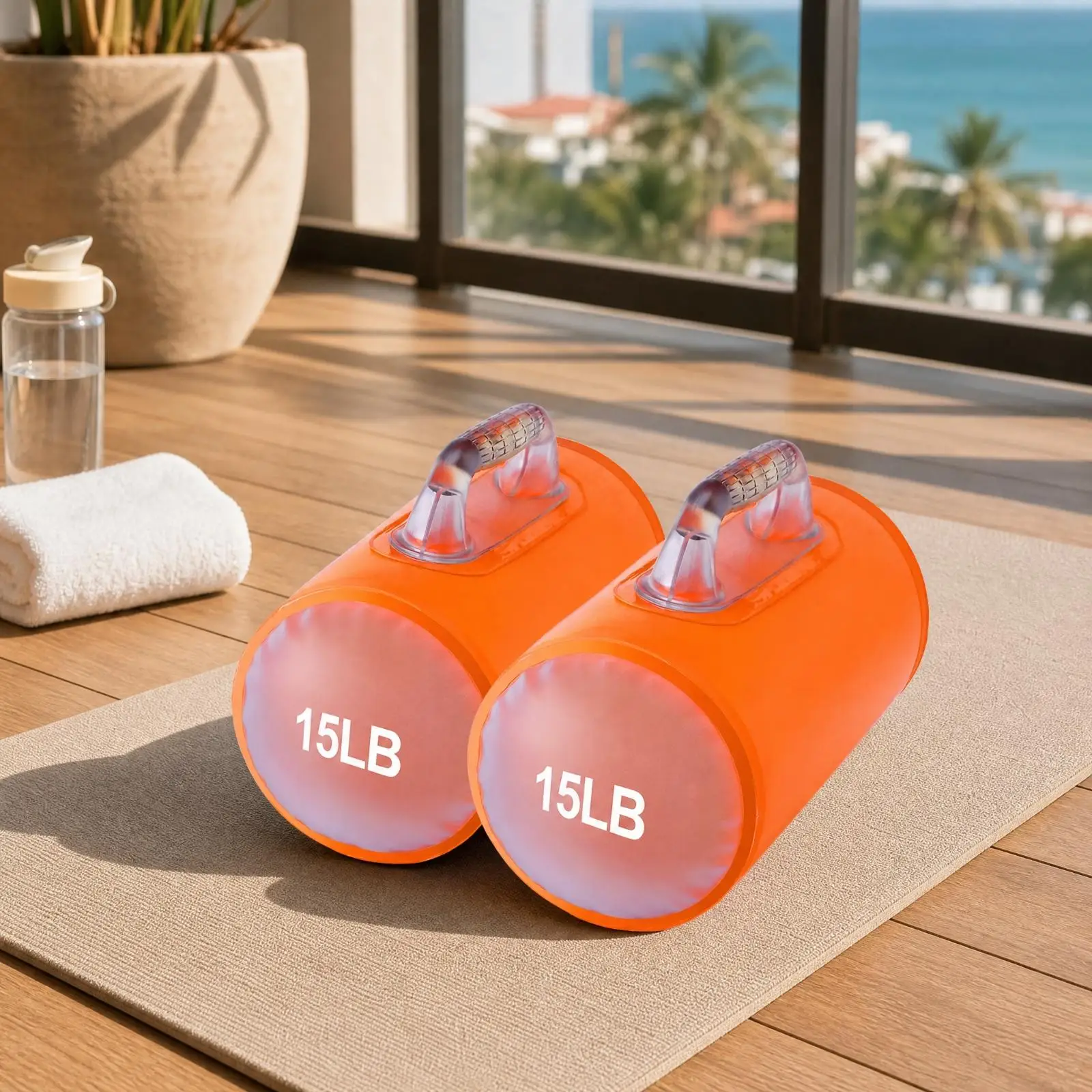 Dumbbell Set Compact Water-Fillable Dumbbell with Integrated Handle 15 Lb Adjustable Water-Filled Weight Comfortable Grip
