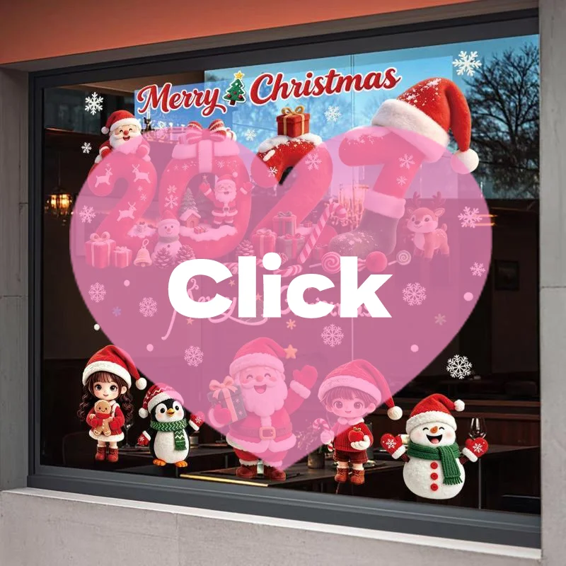 2027 Christmas Window Clings Santa Sleigh Reindeer Gingerbread Snowman Snowflake Stickers Mall Shop Window Glass Holiday Decor