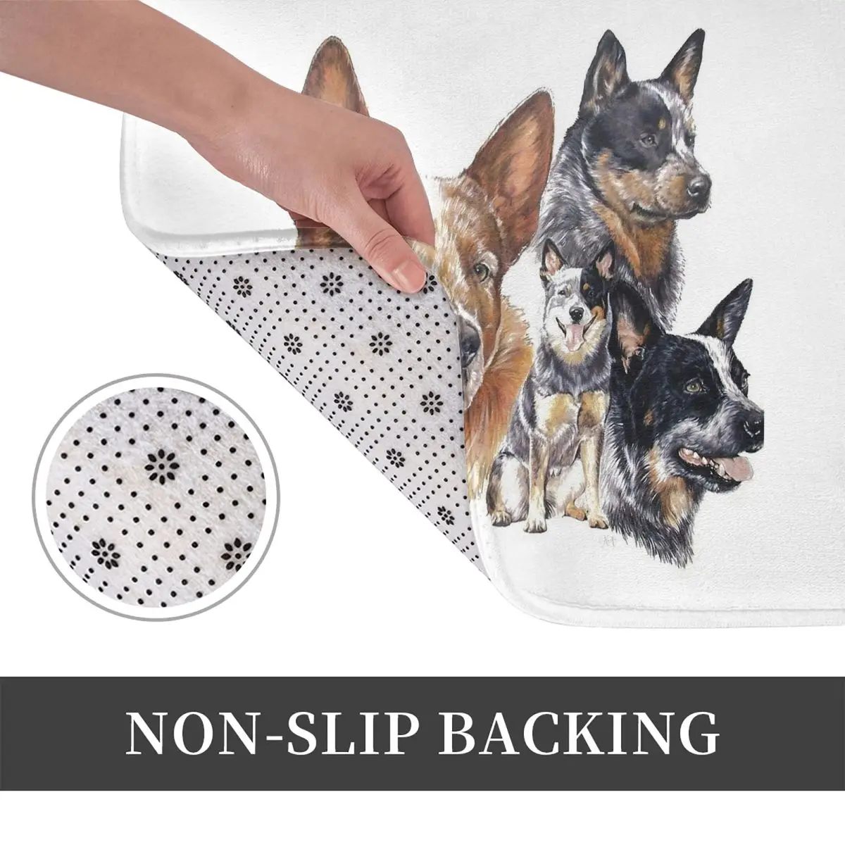Australian Cattle Dog Montage Anti-slip Doormat Floor Mat Absorbent Mat Carpet Rug for Kitchen Entrance Home Bedroom Footpad Mat