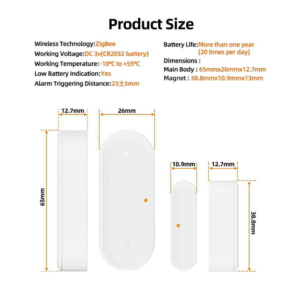 MIUCDA Tuya Zigbee Sensor de puerta inteligente Detector de puerta abierta/cerrada alarma antirrobo para hogar inteligente aplicación de seguridad