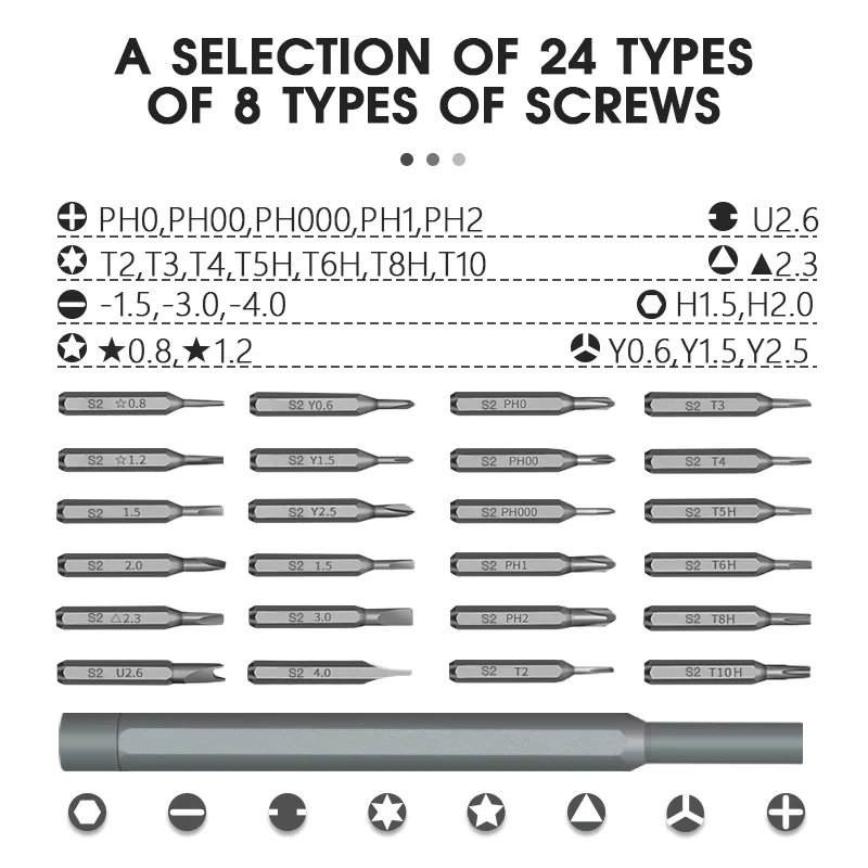 Precision Screwdriver Set, magnético, Phillips, Torx, Hex Screw Bit, reparo doméstico, kit de ferramentas manuais para iPhone, PC, computador, 26 em 1