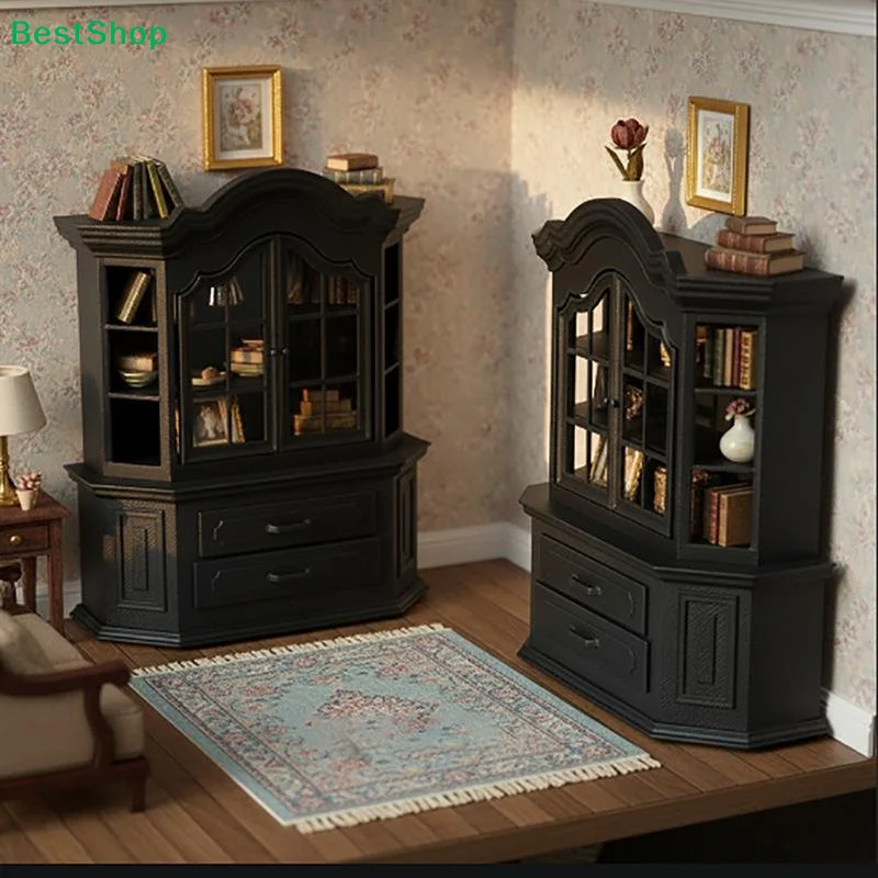 ☽1Pcs DIY Craft Project Tiny House Furniture Bookcase Miniature Plastic Cabinet For Dollhouses Bedroom Living Room Decor