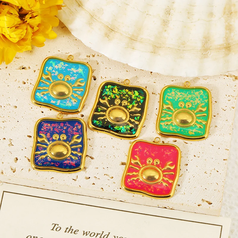 

2pcs Stainless Steel Colorful Enamel Crab Marine Animal Charms Pendant DIY Woman Necklace Earrings Jewelry Making Materials