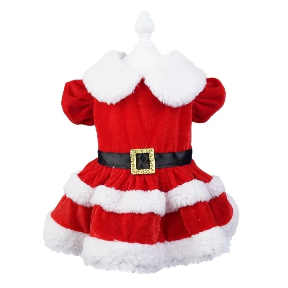 

New Fancy Pet Dress Red Cute Parties Dress-up Cat Christmas Outfit New Year
