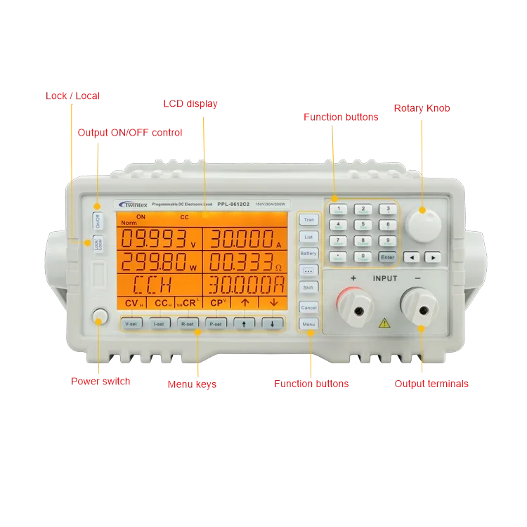 TWINTEX PPL-8613B2 500V 30A Programmable High Power 600W DC Electronic Load 500 Volt for Laboratory Battery Power Test