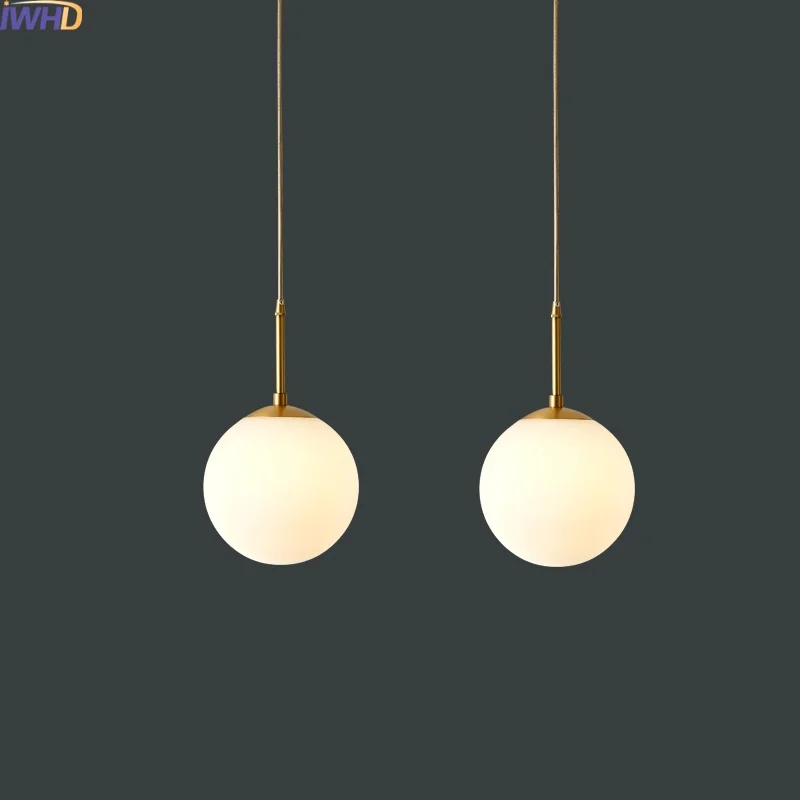 

IWHD Home Decor LED Pendant Lights Fixtures Dining Living Room Corridor Glass Copper Nordic Hanging Lamp Luminaire Suspendu