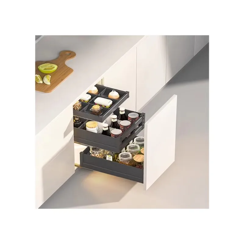 

Kitchen Pull-Out Basket with Oil Kettle Dish Soft-Closing Drawer Seasoning Stainless Steel Iron Chrome Material