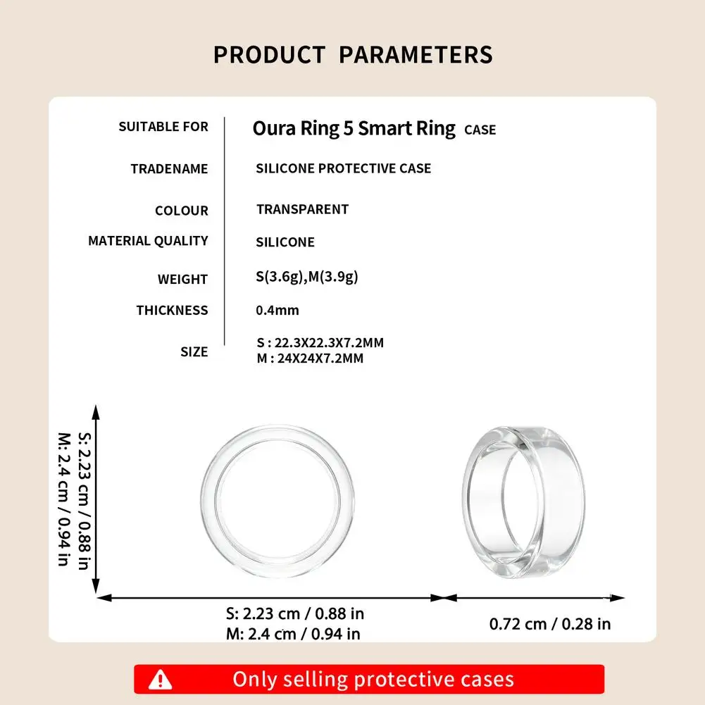 Silicone Cover For Oura Ring 5 Silicone Protective Cover Transparent Smart Ring Case Scratch Resistant Sleeve Sport Fitness Acce