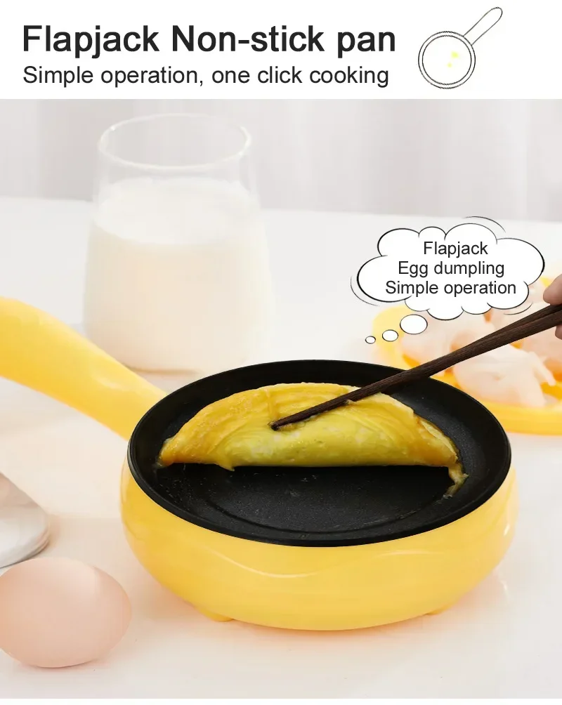 Electric Frying Pan, Omelette Maker Steamer Egg Cooker Eggs Mini Plug-in Frying Pan Automatic Power-off Breakfast Machine