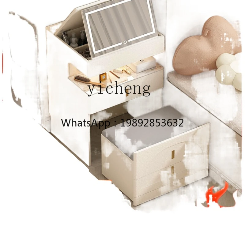 ZZXL Bedside Cosmetic Cabinet Smart Dressing Table Mirror with Light Bluetooth Speaker 50cm