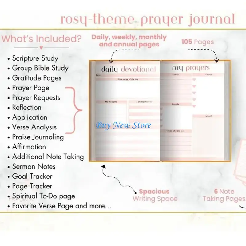 20CE مذكرات الصلاة إلهام التقاط دفتر سهل الحمل الكتاب المقدس الآية كتابة الملاحظات