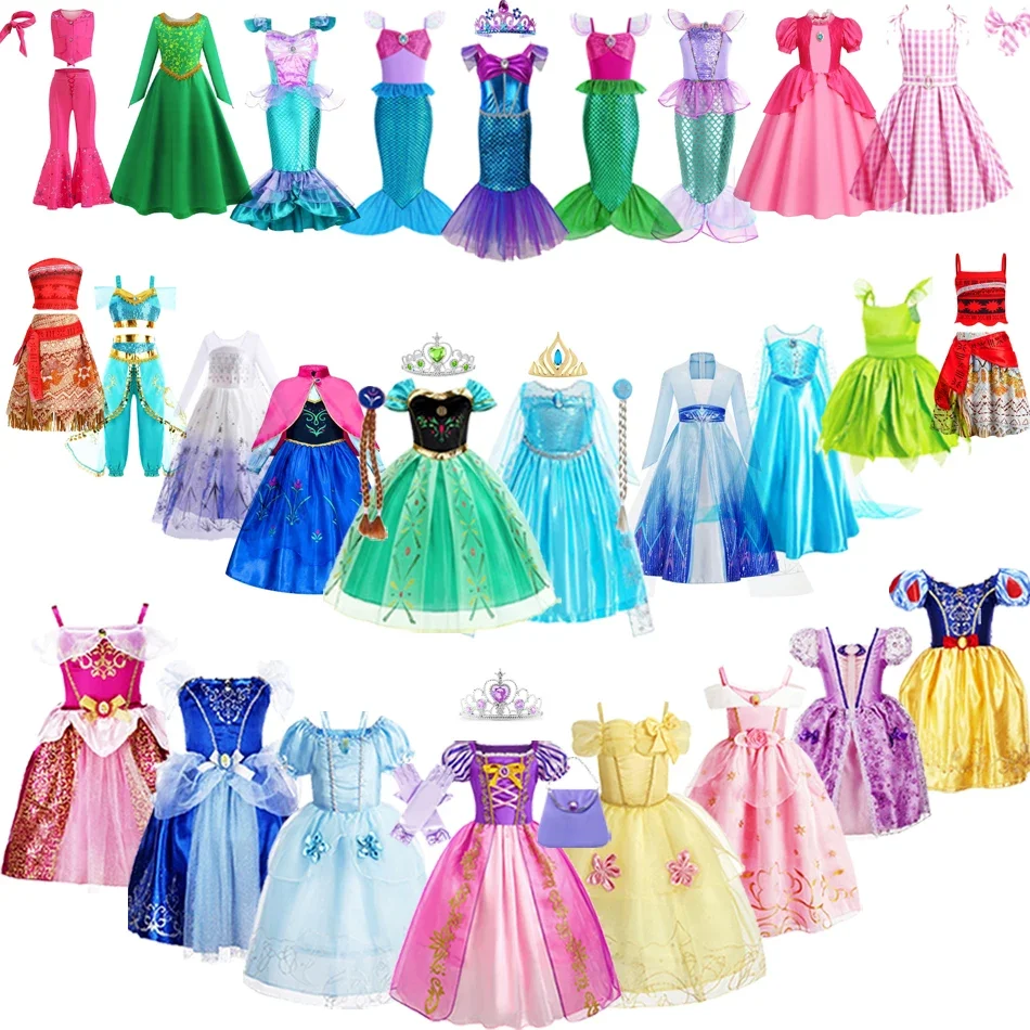 Princess Costume Girls Birthday Girl Mermaid Dress up Elsa Costumes Kids Cinderella Cosplay Rapunzel Disfraz 4 5 6 7 8 9 10Years