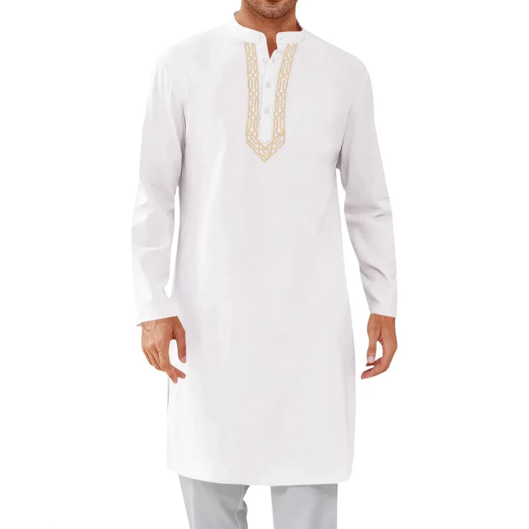 Men Robe Abaya Muslim Kimono Dishdasha Modest Islamic Ramadan Embroidery Prayer Dubai Abayas Kaftan Morocco Male Jubba Thobe
