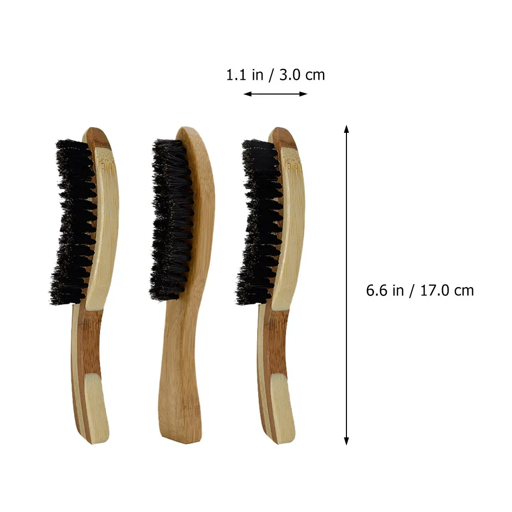 3Pcs Natural Boar Bristle Beard Brushes Wooden Handles Male Beard Care Tool Facial Hair Cleaning Shaving Supplies