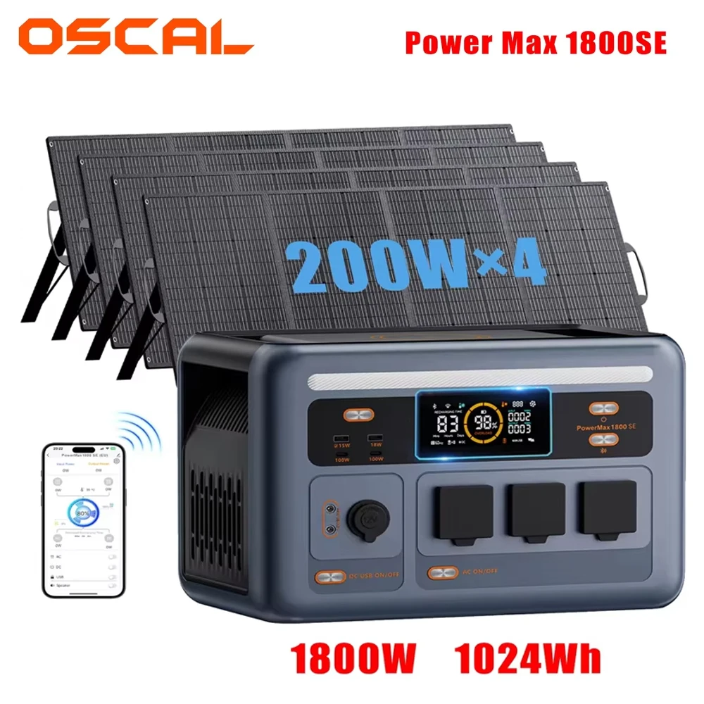 OSCAL Power Max 1800SE 1.8kW/1024Wh – Przenośna Stacja Zasilania LiFePO4