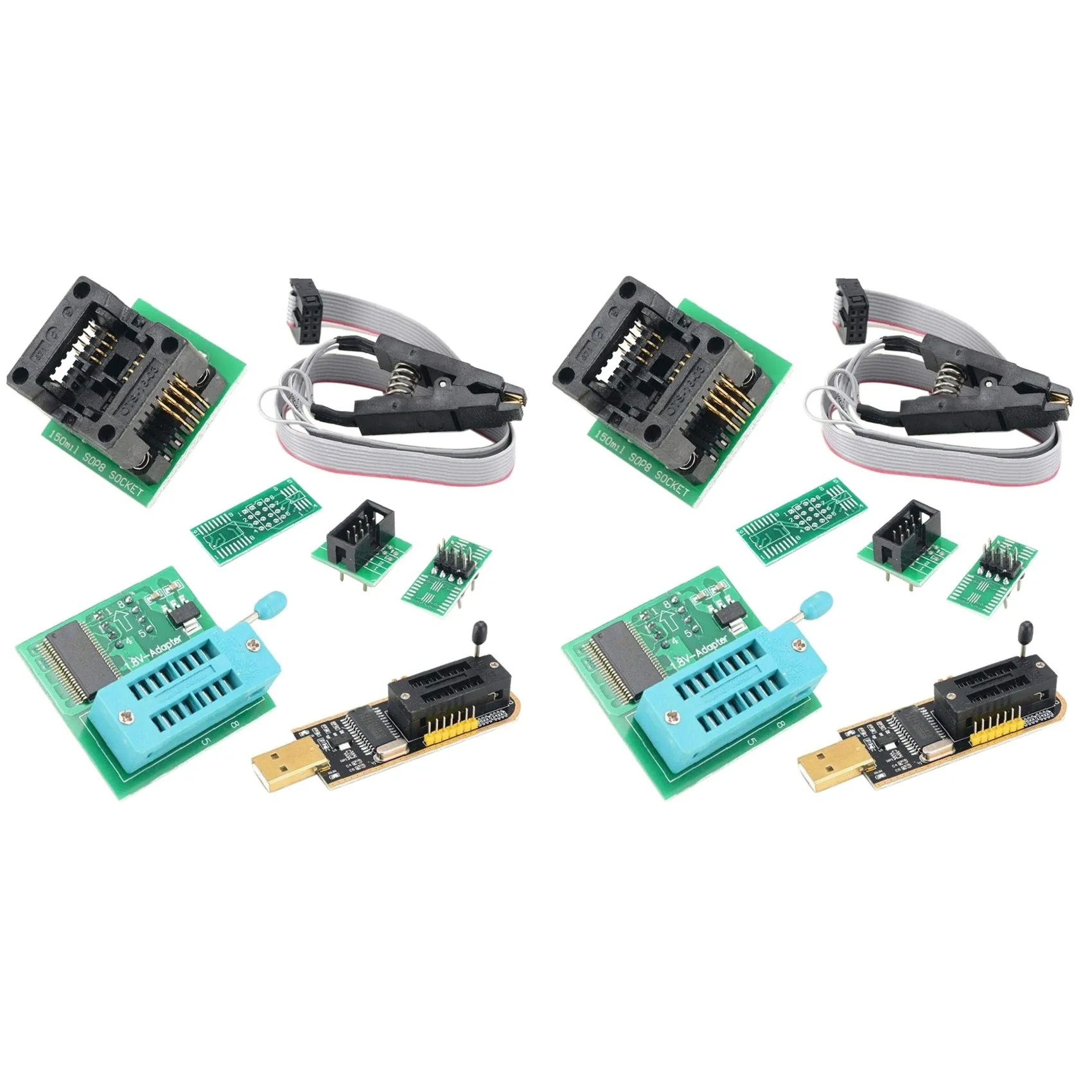 A96T 2X CH341A BIOS USB Programmer SOP8 DIP8 1.8V Conversion Socket 8-Pin Test Clip Set For Or Motherboard