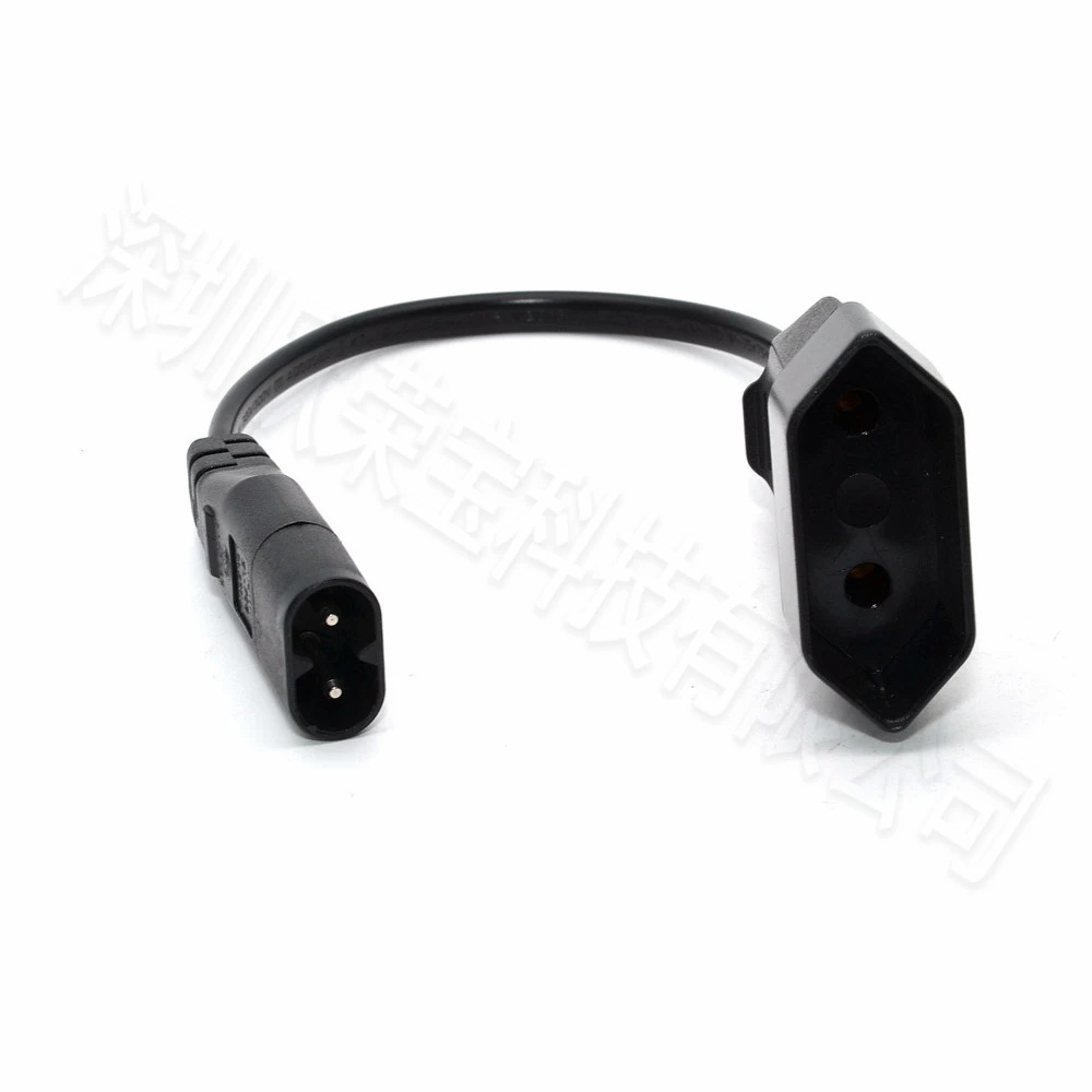1PCS IEC320 C8 Male to Europe Schoko CEE7/16 Outlet Female socket Power Extension Cable For PDU UPS 25cm 2.5A 0.75MM power cable