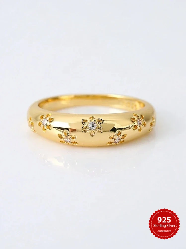 

925 Sterling Silver Personalized Flower Encrusted Zircon Ring For Women Wedding Party Daily Luxury High Quality Fine Jewelry