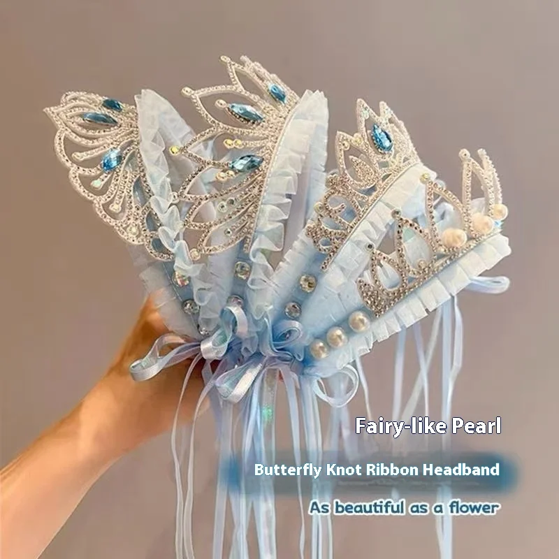 Fascia per capelli per bambini Bambina dolce principessa Copricapo con patta Bambina Corona di garza Fascia per capelli Accessori per capelli per ragazze Regali