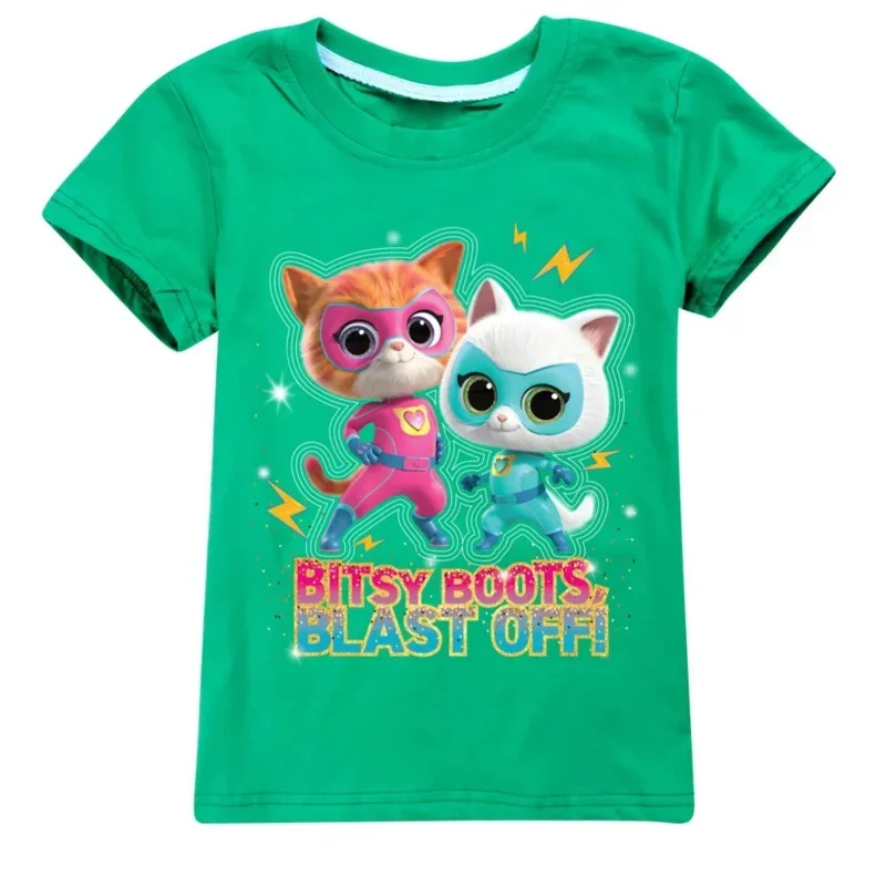 New game Super kitties kids clothes summer baby boys cotton t shirt toddler girls short sleeve tops 2 ~ 14y