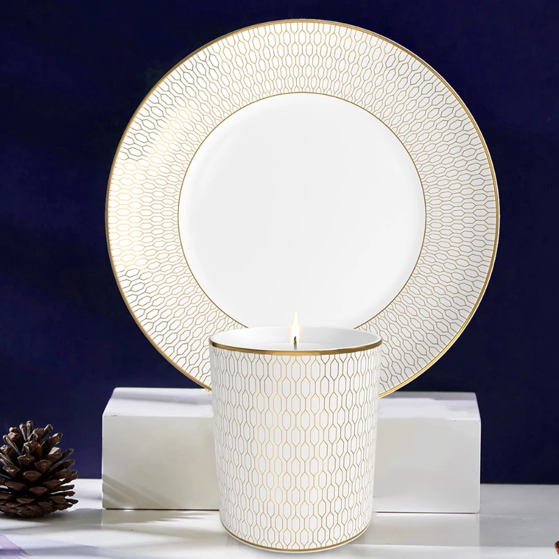 Nordic minimalist luxury ceramic plate set bone china tableware Western steak dessert plate home decoration Kitchen accessories view 4