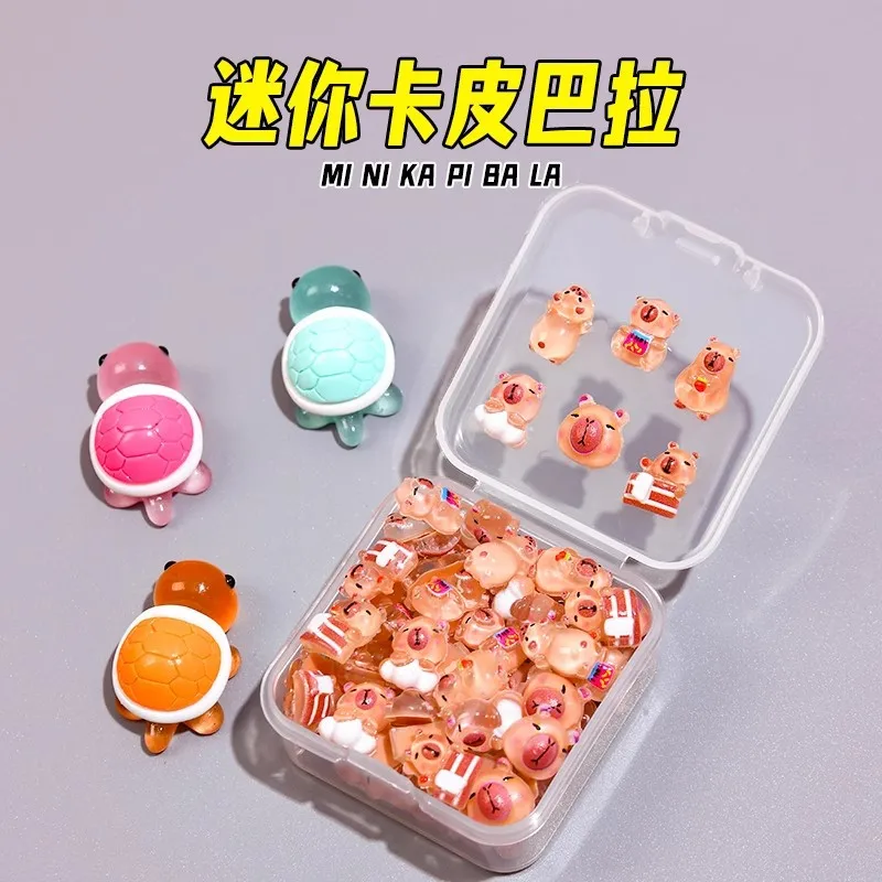 Super mini kapibara mini zabawka lalka dla dziewczynki zabawka kreskówkowa figurka wydry element dekoracyjny akcesorium do zdobienia paznokci DIY