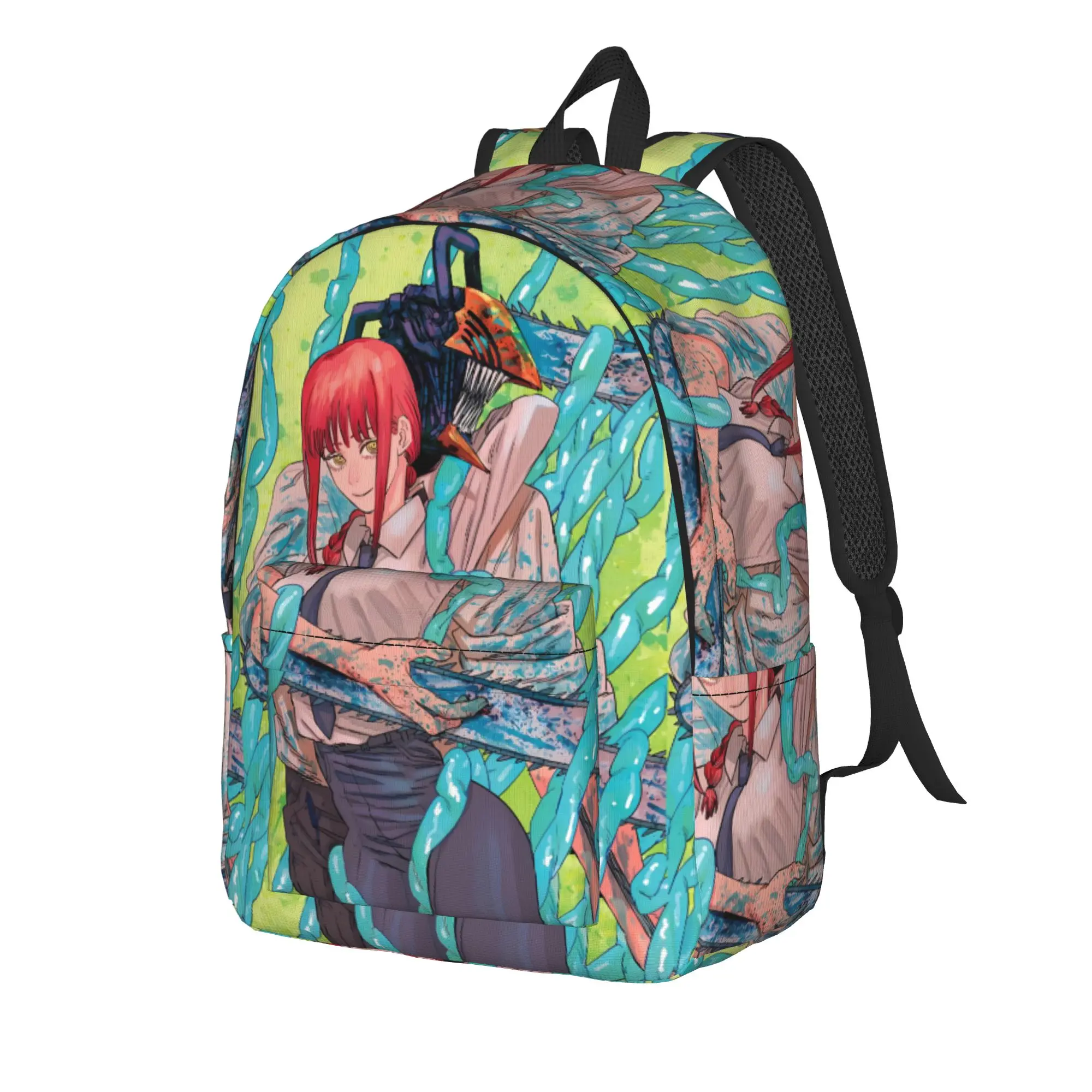 Denji smiling manga Backpack Male Chainsaws Mans Soft Backpacks Polyester Kawaii School Bags Travel Colorful Rucksack
