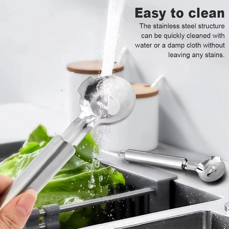 2 Pieces Multi-Function Nopal Cactus Peeler Cutter Stainless Steel Pelador de Nopales with Groove Edge Ergonomic Cactus Peeling Spoon Safe Easy Thorn Remover Kitchen Cooking Tools Accessories view 3