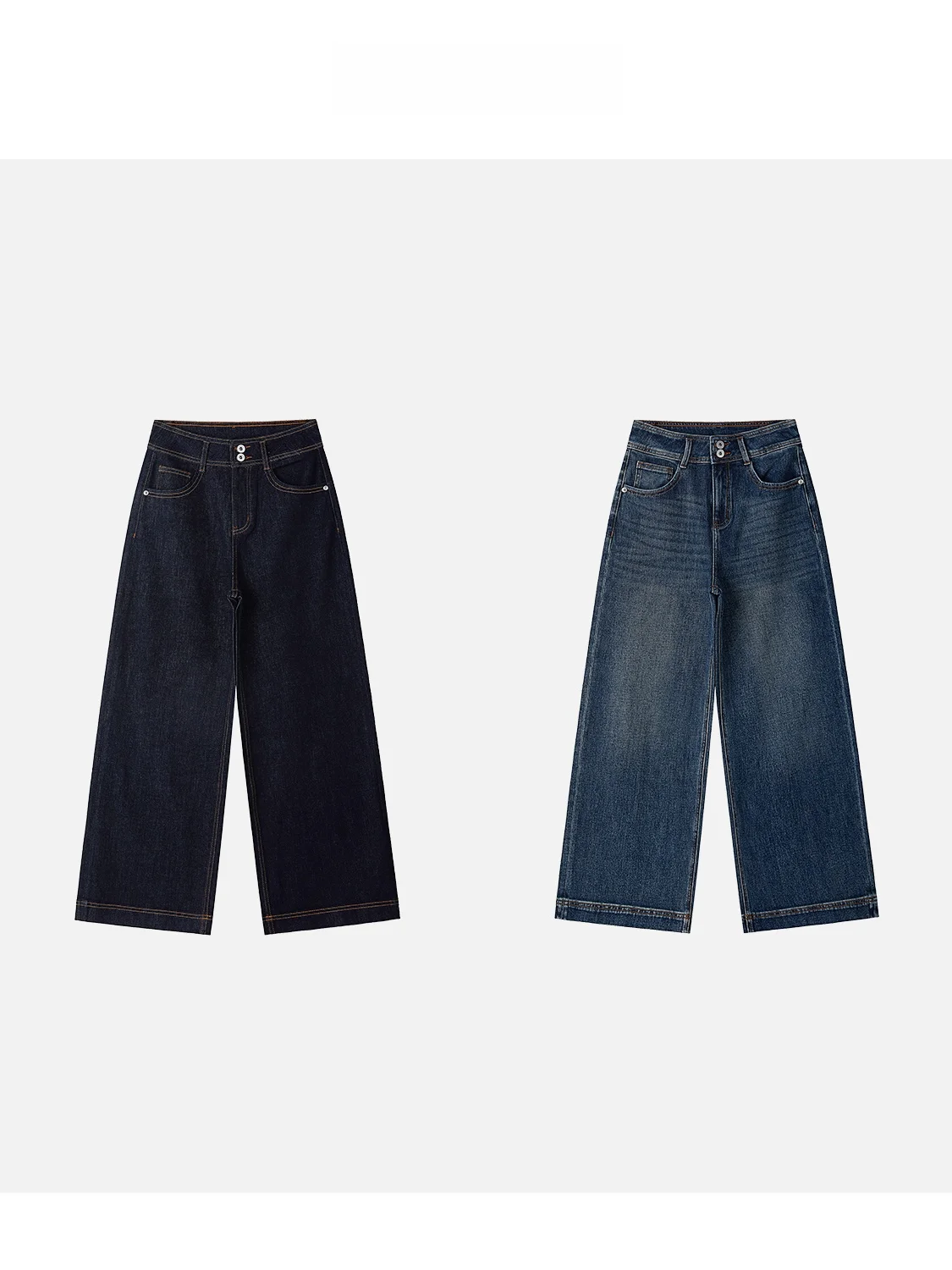 

New JINGJING2025 "Sunset Fraance" Early Autumn High Waist Double Bule Nine Points Versatile Two Color Denim Pants