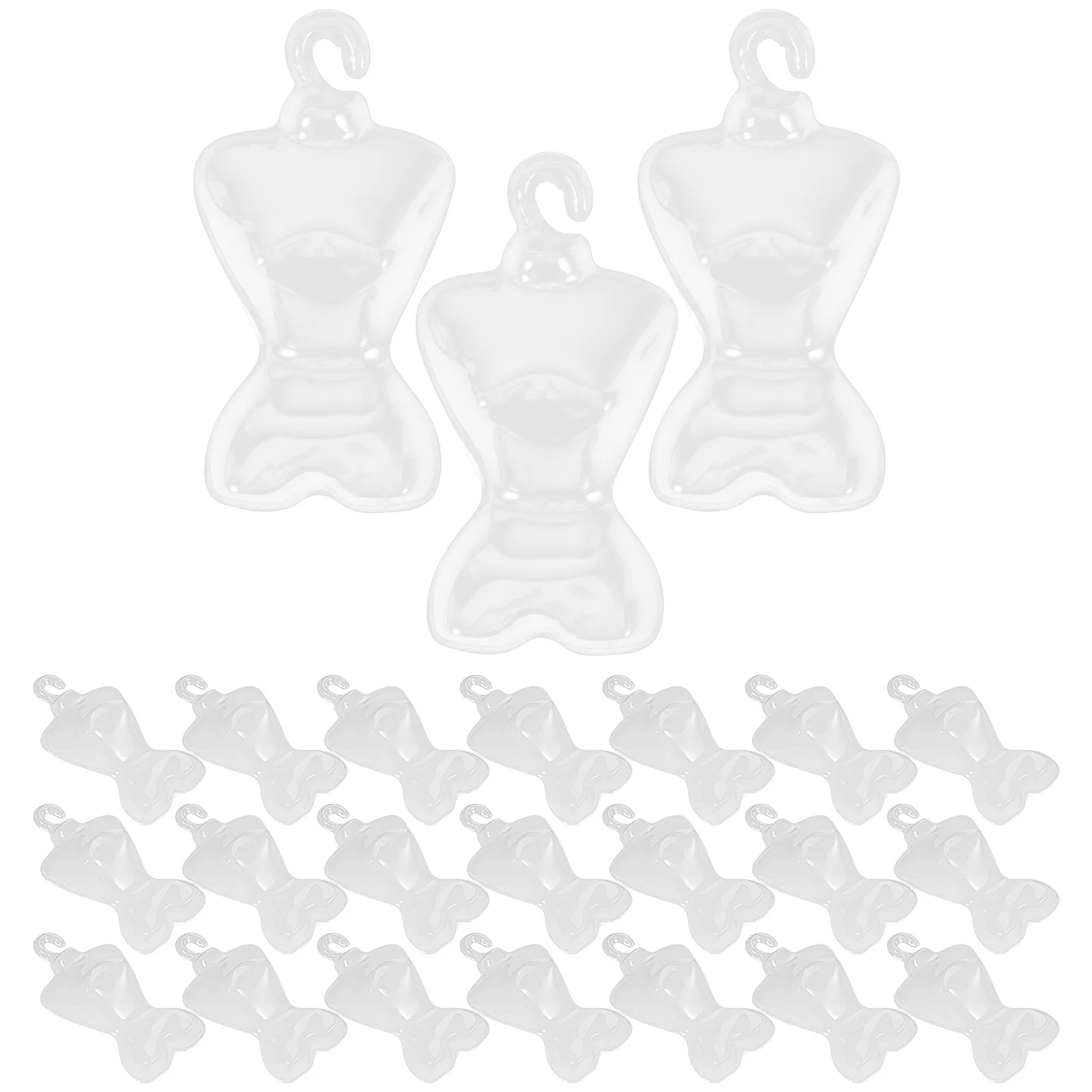 100 Pcs Transparent Coat Hanger Clothes Display Shelf Mini Mannequin Human Body Plastic Closet