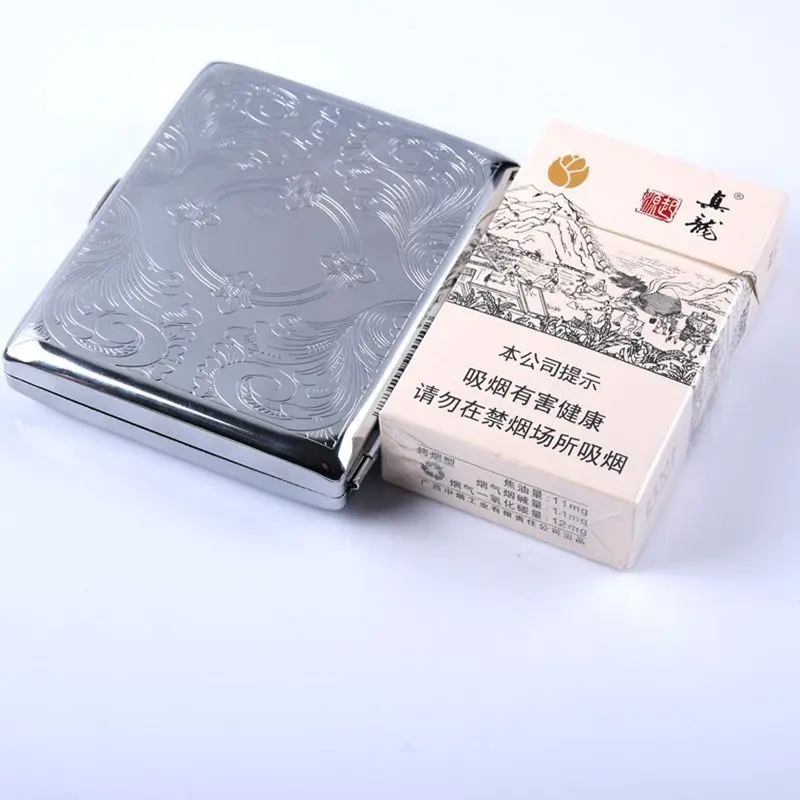 Fashionable portable 20 pack metal clip iron cigarette box creative personalized automatic lid opening Cigarette case Men Gift image 4