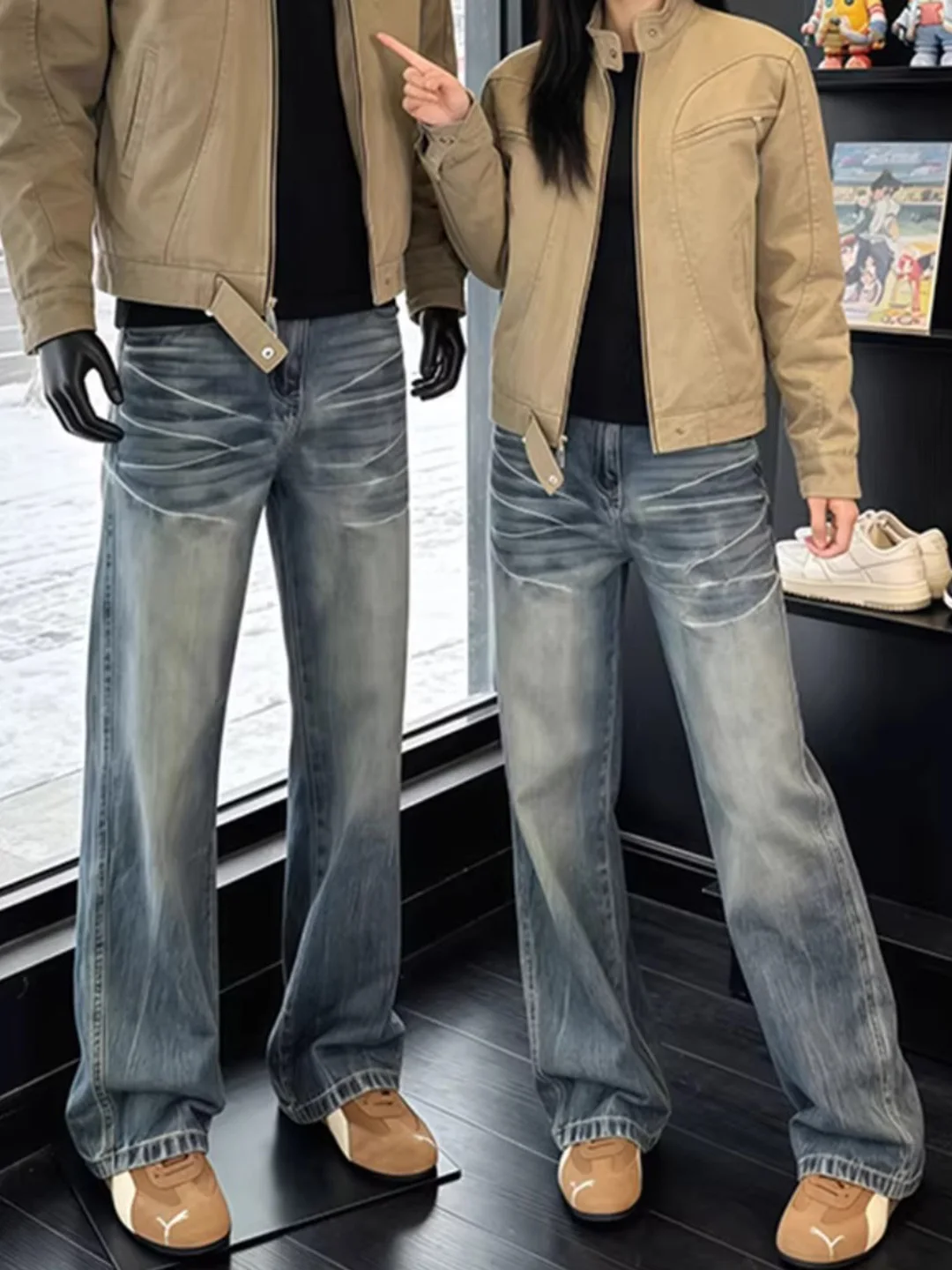 

Retro Waed Jeans Men's Autumn Winter American Sle Cleanfit Pants Dra Micro Flared Knife Jeans