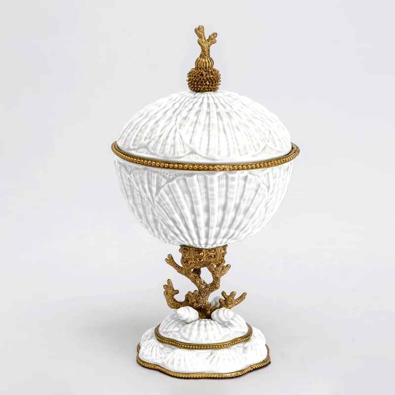 وعاء بورسلين بغطاء من البورسلين الصيني، فن طاولة تزيين المنزل