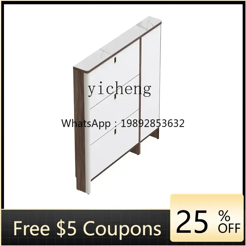 

BB ultra-thin shoe cabinet rock slab entrance small apartment modern simple solid wood tipping bucket extremely narrow