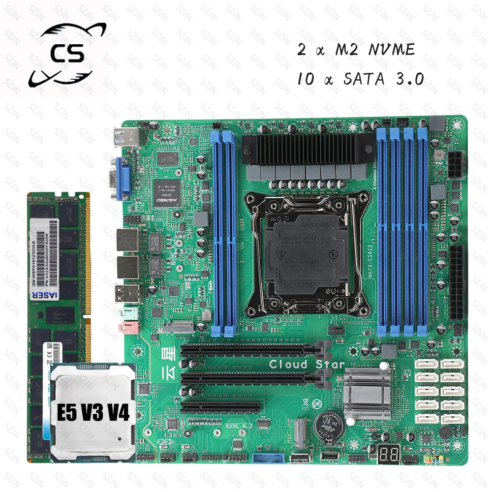 XEON Kit X99 Motherboard Wit10 SATA E5 V3 V4 DDR4 Support Turbo PCIE Split for NAS Router Sever 2x2.5GbE I226 24*24cm