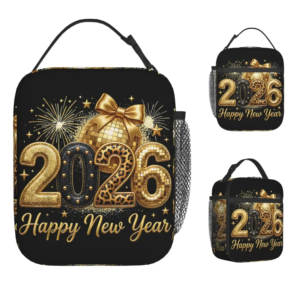 

Сумка-холодильник для обеда «Дискотечный шар» к Новому году 2026, повседневная, портативная, на молнии, для пикника на открытом воздухе