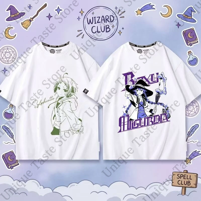 ‌ Camiseta Mushoku Tensei Jobless Reincarnation, camiseta con gráfico de dibujos animados de Roxy Silphiette Greyrat, camiseta de manga corta de tela de malla fresca