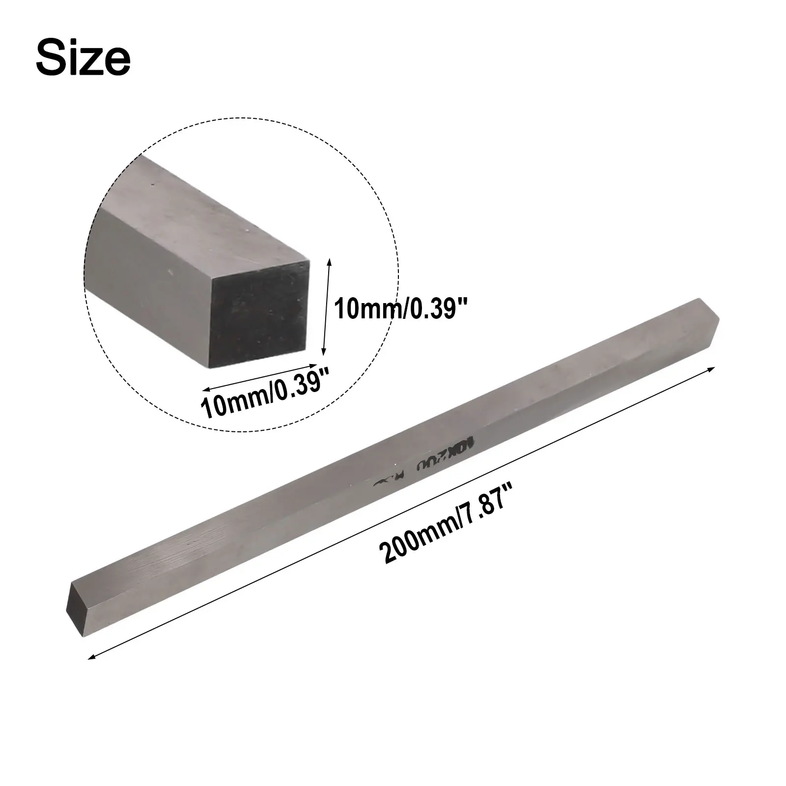 10mm x 10mm x 200mm High Steel Square Bar for Use in For Lathe Milling Engraving and General Machining Equipment