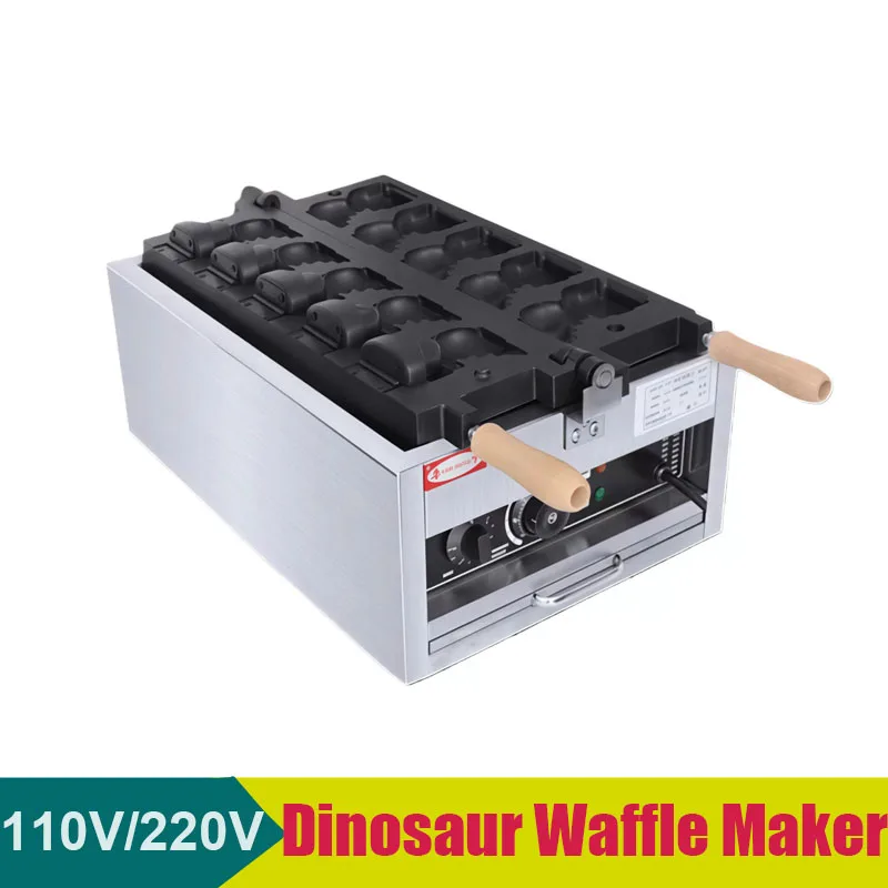 Electric 110V/220V Non-sticking Stainless Steel Dinosaur Waffle Making Machine Open Mouth Taiyaki Waffle Machine
