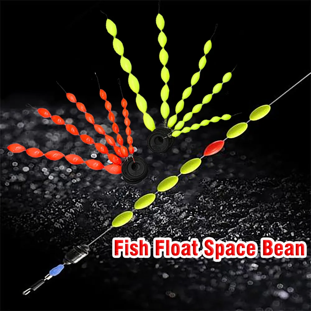 MNFT 72pcs Rubber Fishing Bobber Stopper 12 Set 6-in-1 Float Stops Yellow Red Oval Fishing Bobber Space Beans for Rigging Float