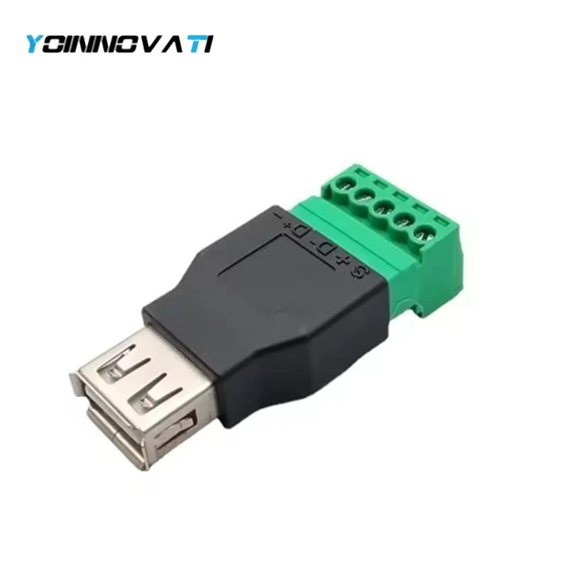 YT USB 2.0 A Male / Female to 5 Pin Screw Connector USB Jack with Shield USB2.0 Type to Screw Terminal Plug