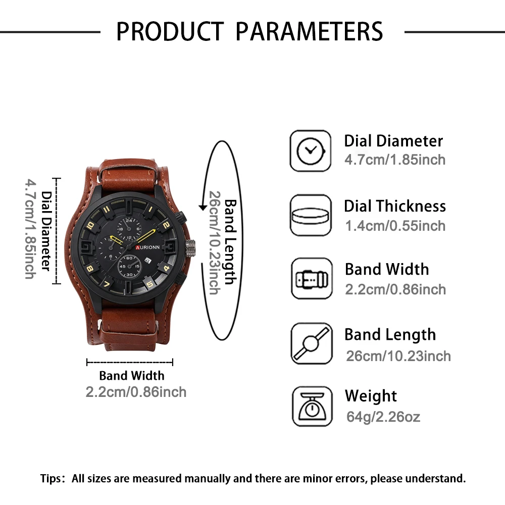 1pc New Fashionable Men's Watch Fashionable PU Leather Strap Quartz Watch Timer
