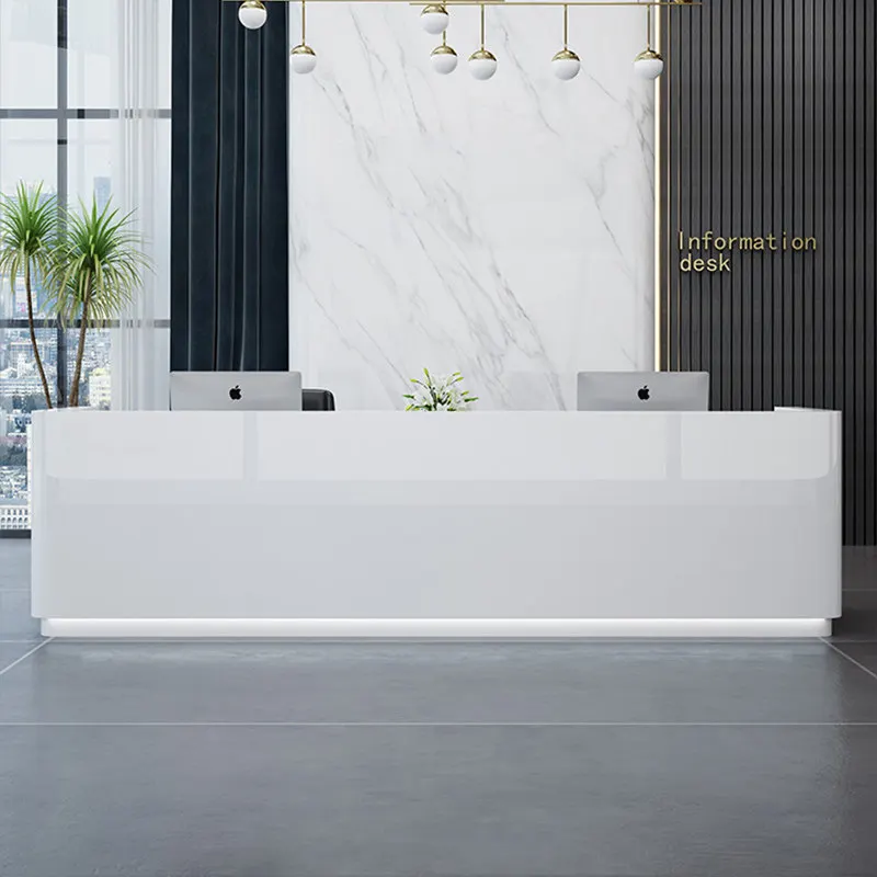 White Beauty Reception Desks Shop Modern Bar Luxury Industrial Restaurant Reception Desks Display Escritorio Lounge Furniture 2