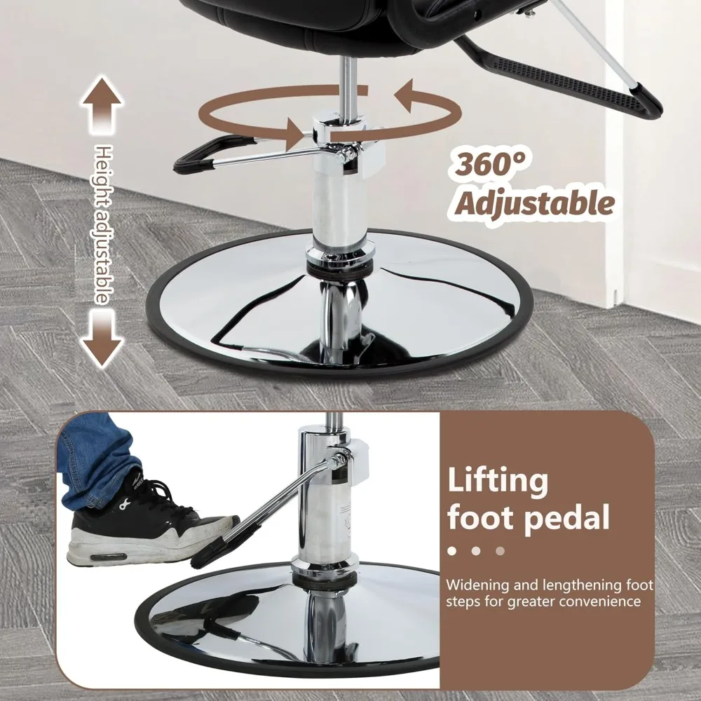 

Barber Chair, Hair Salon Chair for Hair Stylist,360 Degree Swivel Hydraulic Pump Professional Shampoo Salon Equipment