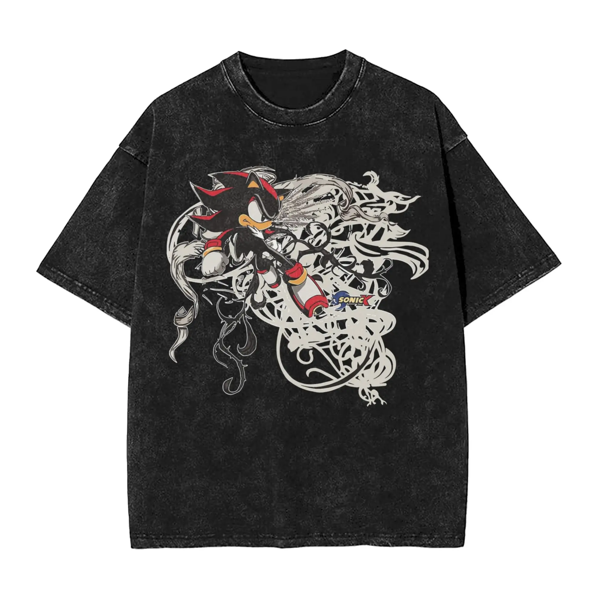 

Washed T Shirts S-Shadows Cool H-Hedgehoged Hip Hop Retro T-Shirt Oversize Streetwear Printed Tops Tee Shirt for Men Women