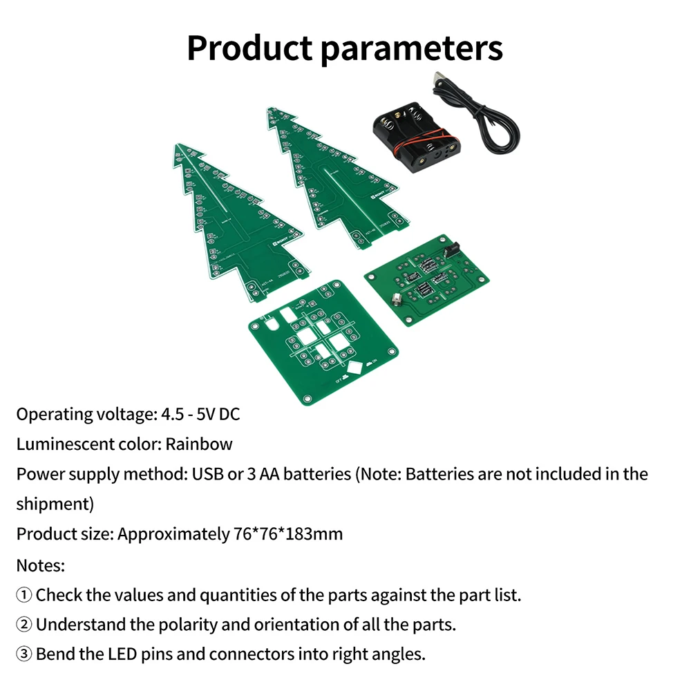 DIY 3D Christmas Tree Soldering Practice Electronic Science Assemble Kit Set Mini LED Flashing Christmas Tree DIY Kit DC 5V